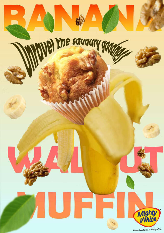 Mighty White Banana Muffin poster, Graphic Design