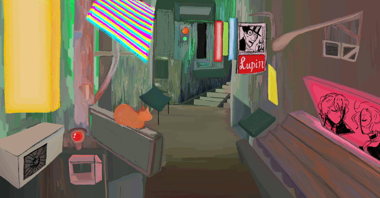 Cyberpunk alleyway, Digital Drawing